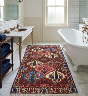 Vintage Rusty Red Floral 3X5 Bakhtiari Persian Rug