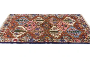 Vintage Rusty Red Floral 3X5 Bakhtiari Persian Rug