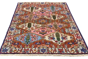Vintage Rusty Red Floral 3X5 Bakhtiari Persian Rug
