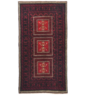 Vintage Red Tribal 4X7 Balouch Persian Rug
