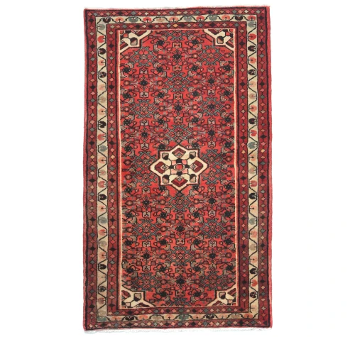 Vintage Bittersweet Red Floral Tribal 3'7X6'0 Hamedan Persian Rug