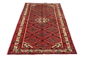 Vintage Bittersweet Red Floral Tribal 3'7X6'0 Hamedan Persian Rug