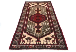 Vintage Red Tribal 3X7 Meshkin Persian Rug