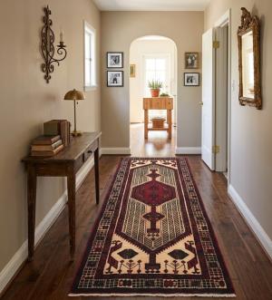 Vintage Red Tribal 3X7 Meshkin Persian Rug