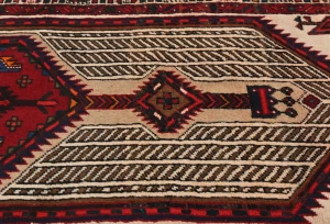 Vintage Red Tribal 3X7 Meshkin Persian Rug