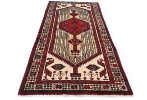 Vintage Red Tribal 3X7 Meshkin Persian Rug
