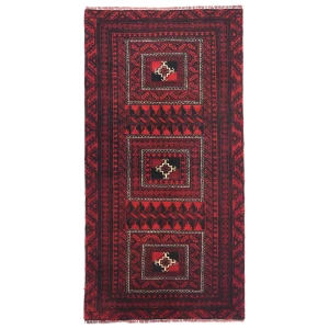 Vintage Red Tribal 3X6 Balouch Persian Rug