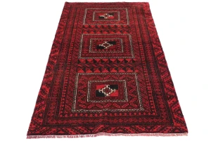 Vintage Red Tribal 3X6 Balouch Persian Rug