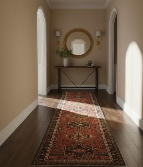 Vintage Tribal Reddish Orange 2'3 X 12'9 Karajeh Persian Runner Rug