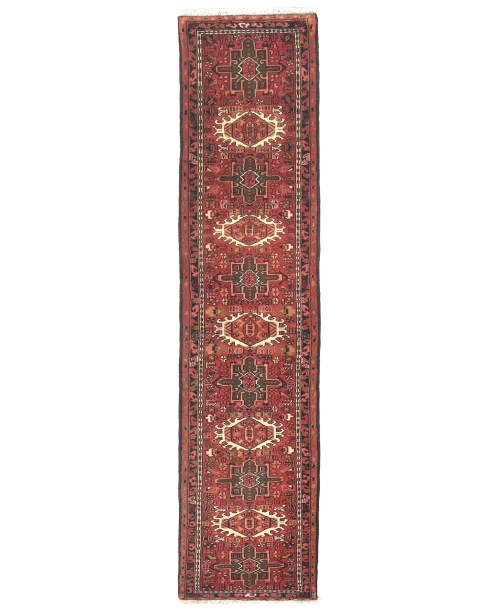 Vintage Red Geometric 2X10 Karajeh Persian Runner Rug