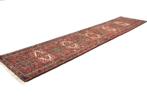 Vintage Red Geometric 2X10 Karajeh Persian Runner Rug