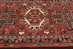 Vintage Red Geometric 2X10 Karajeh Persian Runner Rug