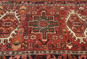 Vintage Red Geometric 2X10 Karajeh Persian Runner Rug