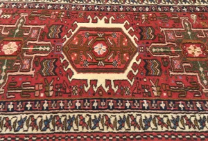 Vintage Red Geometric 2'4X9'5 Karajeh Persian Runner Rug