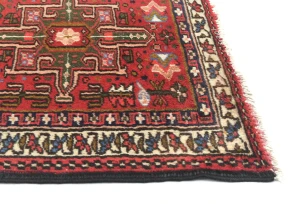 Vintage Red Geometric 2'4X9'5 Karajeh Persian Runner Rug
