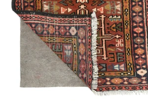 Vintage Rusty Red Geometric 2'4X9'6 Karajeh Persian Runner Rug