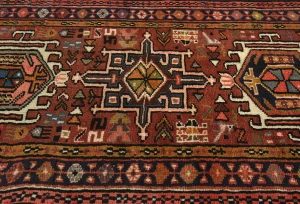 Vintage Rusty Red Geometric 2'4X9'6 Karajeh Persian Runner Rug