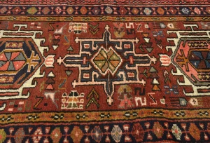 Vintage Rusty Red Geometric 2'4X9'6 Karajeh Persian Runner Rug