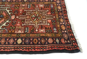 Vintage Rusty Red Geometric 2'4X9'6 Karajeh Persian Runner Rug