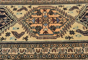 Vintage Beige Tribal 2X10 Ardabil Persian Runner Rug