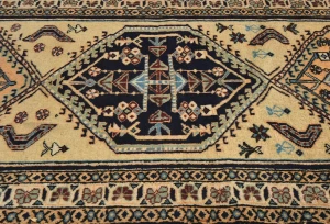 Vintage Beige Tribal 2X10 Ardabil Persian Runner Rug