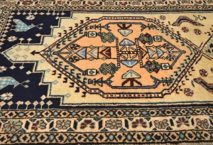 Vintage Beige Tribal 2X10 Ardabil Persian Runner Rug