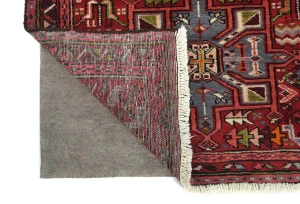 Vintage Red Geometric 2'8X10'3 Karajeh Persian Runner Rug
