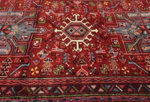 Vintage Red Geometric 2'8X10'3 Karajeh Persian Runner Rug
