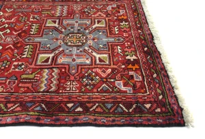 Vintage Red Geometric 2'8X10'3 Karajeh Persian Runner Rug