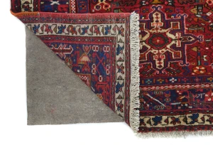 Vintage Red Geometric 4X12 Karajeh Persian Runner Rug