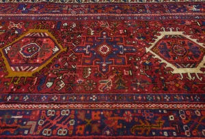 Vintage Red Geometric 4X12 Karajeh Persian Runner Rug