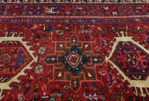 Vintage Red Geometric 4X12 Karajeh Persian Runner Rug
