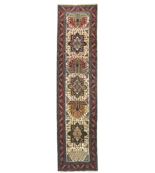 Vintage Cream Floral 3X12 Tabriz Persian Runner Rug