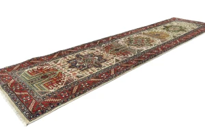 Vintage Cream Floral 3X12 Tabriz Persian Runner Rug