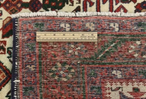 Vintage Cream Geometric 3'4X14'6 Karajeh Persian Runner Rug