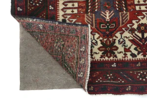 Vintage Cream Geometric 3'4X14'6 Karajeh Persian Runner Rug