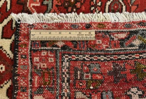 Vintage Red Geometric 3X9 Karajeh Persian Runner Rug