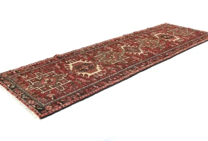 Vintage Red Geometric 3X9 Karajeh Persian Runner Rug