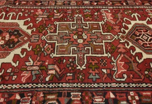 Vintage Red Geometric 3X9 Karajeh Persian Runner Rug