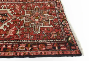 Vintage Red Geometric 3X9 Karajeh Persian Runner Rug