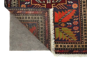 Vintage Purple Geometric 2'6X9'7 Ardabil Persian Runner Rug