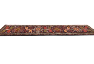 Vintage Purple Geometric 2'6X9'7 Ardabil Persian Runner Rug