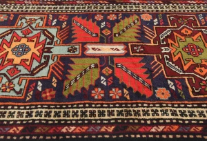 Vintage Purple Geometric 2'6X9'7 Ardabil Persian Runner Rug