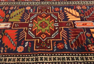 Vintage Purple Geometric 2'6X9'7 Ardabil Persian Runner Rug