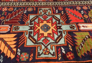 Vintage Purple Geometric 2'6X9'7 Ardabil Persian Runner Rug