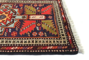 Vintage Purple Geometric 2'6X9'7 Ardabil Persian Runner Rug