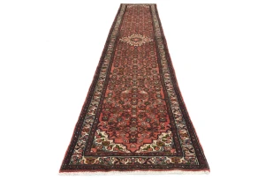 Vintage Bittersweet Red Floral Tribal 2'6X12'5 Hamedan Persian Runner Rug