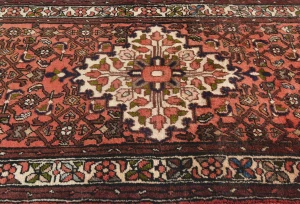 Vintage Bittersweet Red Floral Tribal 2'6X12'5 Hamedan Persian Runner Rug