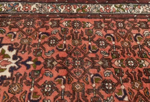 Vintage Bittersweet Red Floral Tribal 2'6X12'5 Hamedan Persian Runner Rug