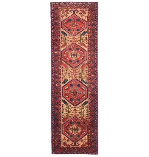 Semi Antique Red Tribal 3'2X10'6 Meshkin Persian Runner Rug